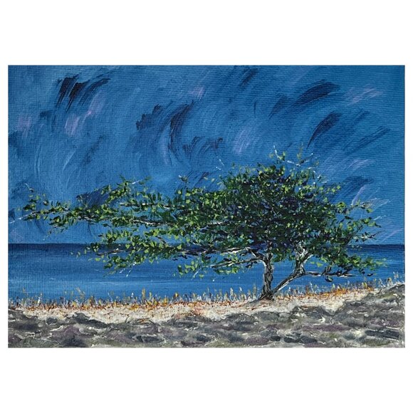 Storm Rolling In Original Acrylic Seascape Painting 5" x 7" Unframed - Picture 6 of 7